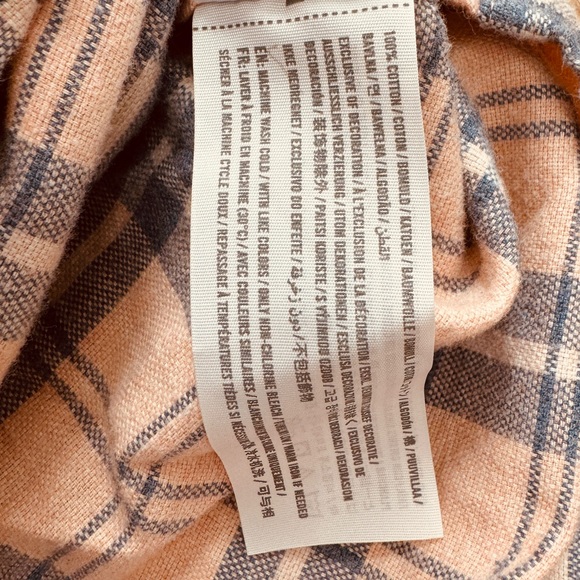 Abercrombie & Fitch Flannel Plaid Button Up Shirt Peach Blue White - Picture 8 of 8